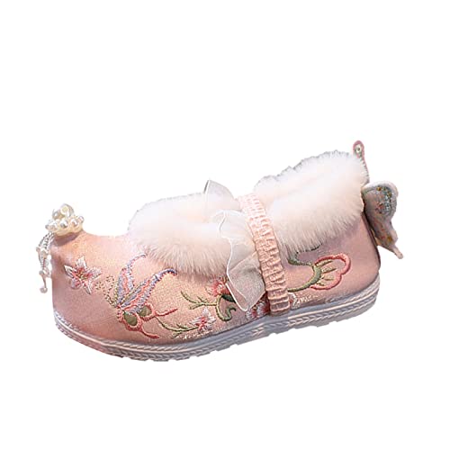 FGUUTYM Bestickte Blume Flacher Schuh Ballettschuhe für Mädchen Hanfu-Schuhe Warm Plüsch Bestickte Warme Fleece Stiefel Nationale Mädchen Traditionelle Ethnische Schuhe0 von FGUUTYM