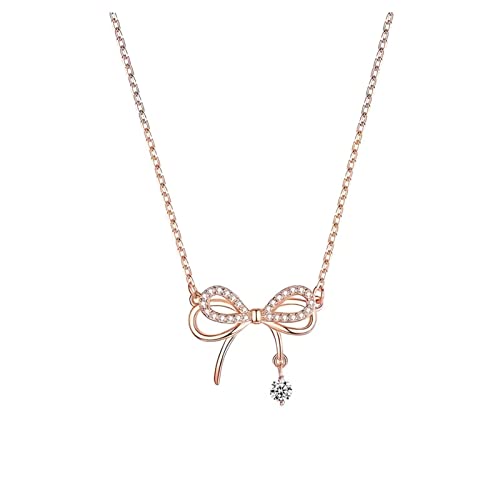 FGUUTYM Bowknot Halskette Anhänger Licht Luxus Design Temperament Halskette Schmuck Ketten (B, One Size) von FGUUTYM