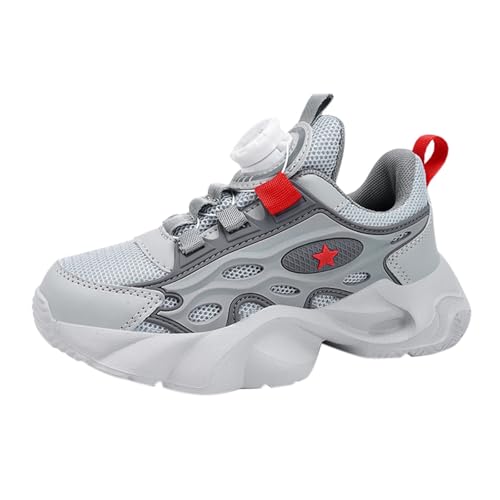 FGUUTYM Boys Spring Summer And Autumn Mesh Breathable Rotating Buckle Adjustable Shoelaces Medium And Large Children's Thick Sports Shoes Kinderschuhe 28 (Grey, 30.5 Little Child) von FGUUTYM
