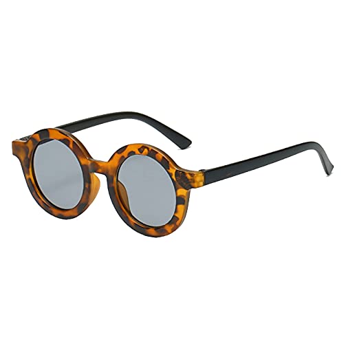 FGUUTYM Brille Blau Cute Round Frame Kinder-Sonnenbrille mit -Schutz Optische Brille Herren (Brown, One Size) von FGUUTYM