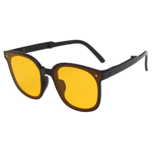 FGUUTYM Brille Weihnachtsmann für Damen und Herren, polarisierte, faltbare, runde, schicke Retro-Sonnenbrille (Yellow, One Size) von FGUUTYM