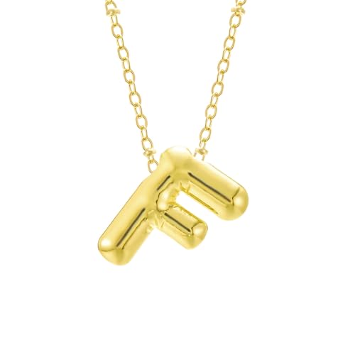 FGUUTYM Bubble Letter Necklace Gold Initial Necklaces for Women Trendy Chunky Charm Pendant Necklaces Gold Jewelry Birthday Gifts for Women Teen Her Mom Grandma Wife Sister Ketten (F, One Size) von FGUUTYM