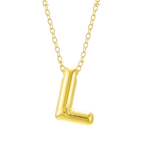 FGUUTYM Bubble Letter Necklace Gold Initial Necklaces for Women Trendy Chunky Charm Pendant Necklaces Gold Jewelry Birthday Gifts for Women Teen Her Mom Grandma Wife Sister Ketten (L, One Size) von FGUUTYM