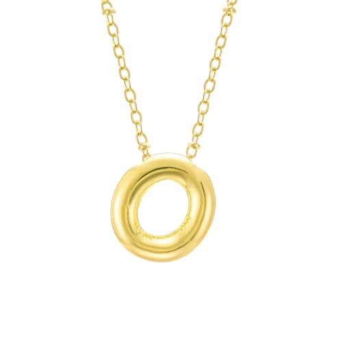 FGUUTYM Bubble Letter Necklace Gold Initial Necklaces for Women Trendy Chunky Charm Pendant Necklaces Gold Jewelry Birthday Gifts for Women Teen Her Mom Grandma Wife Sister Ketten (O, One Size) von FGUUTYM
