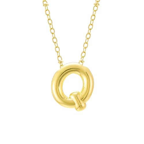 FGUUTYM Bubble Letter Necklace Gold Initial Necklaces for Women Trendy Chunky Charm Pendant Necklaces Gold Jewelry Birthday Gifts for Women Teen Her Mom Grandma Wife Sister Ketten (Q, One Size) von FGUUTYM