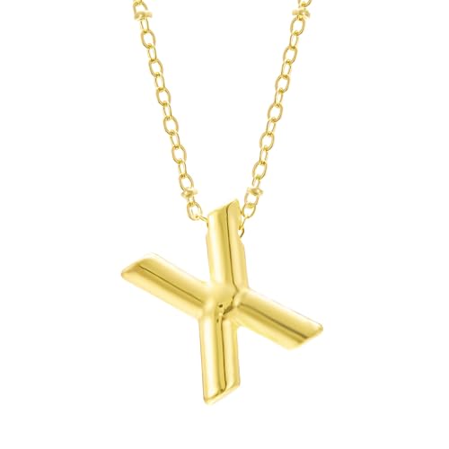 FGUUTYM Bubble Letter Necklace Gold Initial Necklaces for Women Trendy Chunky Charm Pendant Necklaces Gold Jewelry Birthday Gifts for Women Teen Her Mom Grandma Wife Sister Ketten (X, One Size) von FGUUTYM