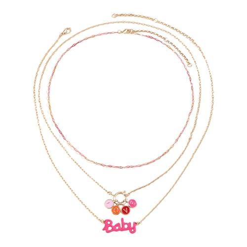 FGUUTYM Charm Necklace for Women Letter Charm Necklace Dainty Beach Paperclip Chain Necklaces Ketten Mit Bild (B, One Size) von FGUUTYM