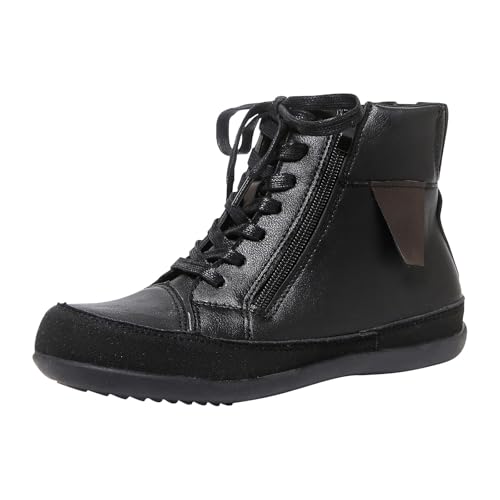 FGUUTYM Cowboy-Stiefel Damen Mit Zipper Stiefeletten Herbst Winter Western Robusten Sohlen Weichen Sohlen Westernstiefel Kurzschaft Lederstiefel Mit Schnürung Klassisch Halbhoch Ankle Boots von FGUUTYM