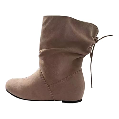 FGUUTYM Cowboystiefel Western Damen Elegante Plateau Halbhohe Westernstiefel Langschaft Stiefel Mittlerer Wade Übergangsstiefel Cowboyboots Mittelalter Halbstiefel Damenstiefel Winterstiefel von FGUUTYM