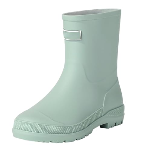 FGUUTYM Damen Halbhohe Regenschuhe Gummistiefel Boots Wasserdichte Stiefel Bequem Und Nicht Regenstiefel Garten Schuhe Weitschaft Extra Weit Gartenschuhe Gummistiefeletten von FGUUTYM