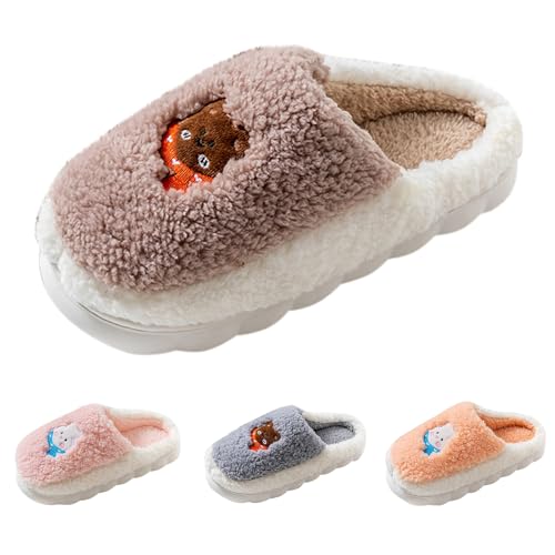 FGUUTYM Damen Hausschuhe Baumwolle Geschlossene Mit Antirutsch Sohle Leichte Unisex Warm Hausschlappen Filzpantoffeln Niedlicher Tier-Cartoon Memory-Schaum Plüschhausschuh Hauspantoffeln Slippers von FGUUTYM