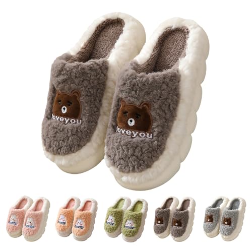 FGUUTYM Damen Hausschuhe Memory Foam Pantoffeln Flauschige Plüschhausschuhe Schlafzimmerschuhe Niedliche Weiche Bequeme Hauspantoffeln Winter Warme Plüsch Filzpantoffeln Kuschelige Schlappen Slippers von FGUUTYM