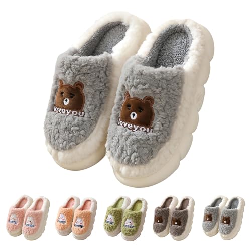 FGUUTYM Damen Hausschuhe Memory Foam Pantoffeln Flauschige Plüschhausschuhe Schlafzimmerschuhe Niedliche Weiche Bequeme Hauspantoffeln Winter Warme Plüsch Filzpantoffeln Kuschelige Schlappen Slippers von FGUUTYM