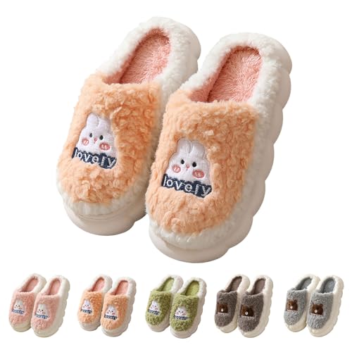 FGUUTYM Damen Hausschuhe Memory Foam Pantoffeln Flauschige Plüschhausschuhe Schlafzimmerschuhe Niedliche Weiche Bequeme Hauspantoffeln Winter Warme Plüsch Filzpantoffeln Kuschelige Schlappen Slippers von FGUUTYM