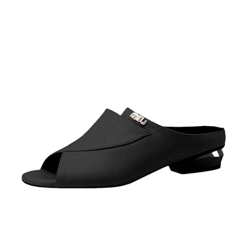 FGUUTYM Damen-Hausschuhe Mit Weich Fussbett Modisch Fischmaul Temperament Lässig Pantoletten Mittelhoher Absatz Leichte High Heels Slip On Sandaletten Elegante Sommerschuhe Für Draußen Und Drinnen von FGUUTYM