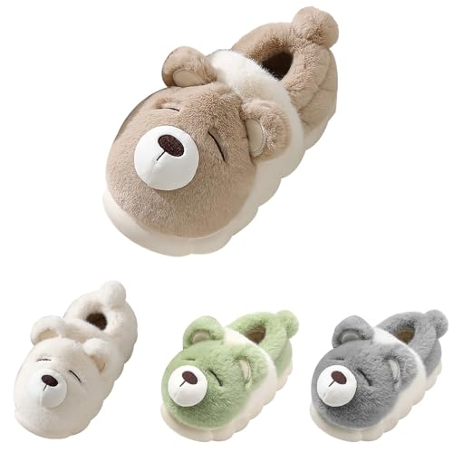 FGUUTYM Damen Hausschuhe Plüsch Gefütterte Warme Pantoffeln Weiche Bequeme Geschlossen Pantoletten Memory Foam Superweich Schlappen Breite Füße Winter Flauschige Filzpantoffeln für Zuhause, drinnen von FGUUTYM