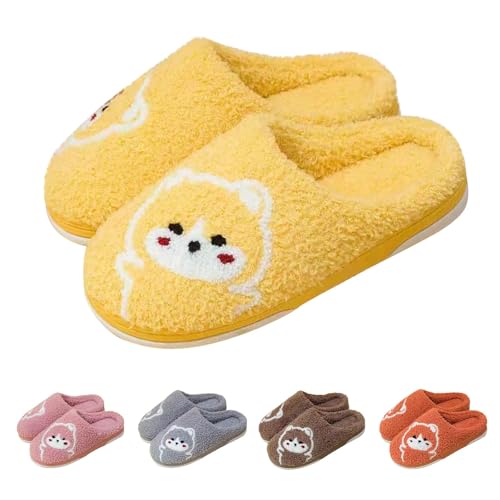 FGUUTYM Damen Herren Hausschuhe Slippers Winter Plüsch Warme Drinnen Pantoffeln Weiche Bequem Flauschige Filzpantoffeln Memory Foam Haushausschuhe Cartoon-Tier Plüschhausschuh Gästehausschuhe von FGUUTYM