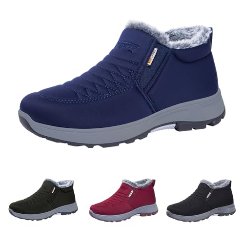 FGUUTYM Damen Herren Stiefeletten Unisex Plüsch Warm Gefütterte Winterstiefel Freizeit Elegant Ankle Boots Plateau Kurzschaft Stiefel Outdoor Trekking Wasserdicht Rutschfest Schneestiefel Winterboots von FGUUTYM