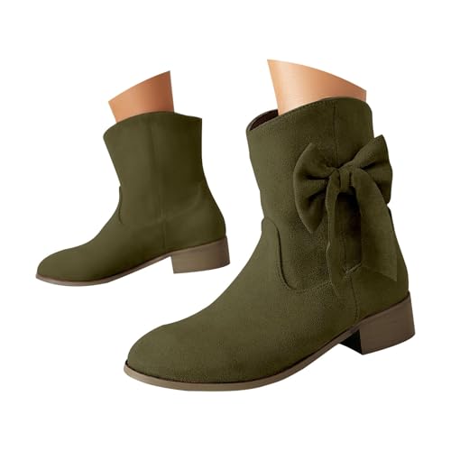FGUUTYM Damen Kurzschaft Halbstiefel Mit Schnürung Vintage Wildleder Cowboystiefel Mit Blockabsatz Lederstiefel Westernstiefel Reiter Stiefeletten Klassisch Ankle Boots Übergangsstiefel Damenstiefel von FGUUTYM