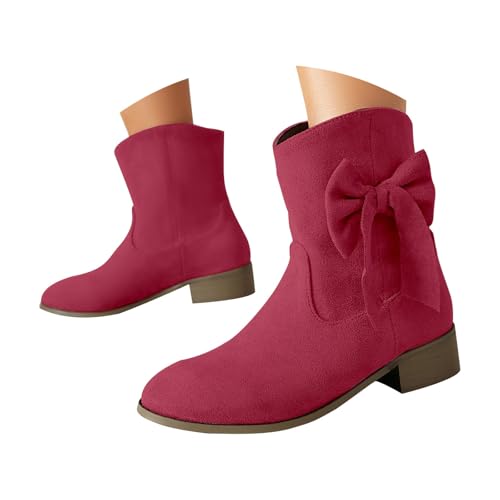 FGUUTYM Damen Kurzschaft Halbstiefel Mit Schnürung Vintage Wildleder Cowboystiefel Mit Blockabsatz Lederstiefel Westernstiefel Reiter Stiefeletten Klassisch Ankle Boots Übergangsstiefel Damenstiefel von FGUUTYM