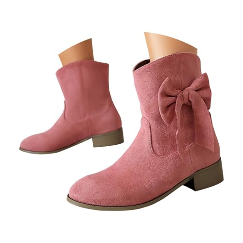 FGUUTYM Damen Kurzschaft Halbstiefel Mit Schnürung Vintage Wildleder Cowboystiefel Mit Blockabsatz Lederstiefel Westernstiefel Reiter Stiefeletten Klassisch Ankle Boots Übergangsstiefel Damenstiefel von FGUUTYM