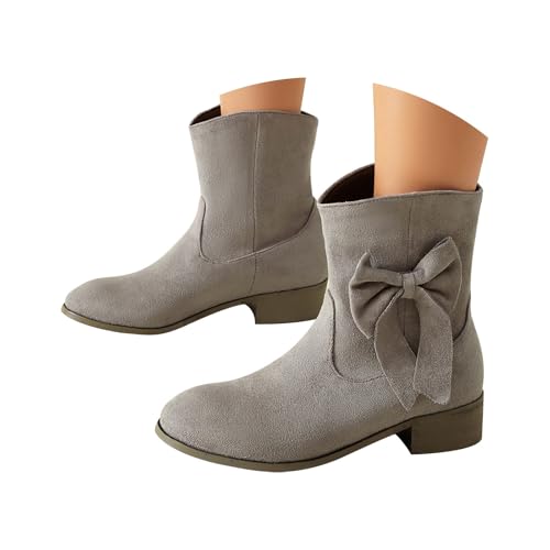 FGUUTYM Damen Kurzschaft Halbstiefel Mit Schnürung Vintage Wildleder Cowboystiefel Mit Blockabsatz Lederstiefel Westernstiefel Reiter Stiefeletten Klassisch Ankle Boots Übergangsstiefel Damenstiefel von FGUUTYM