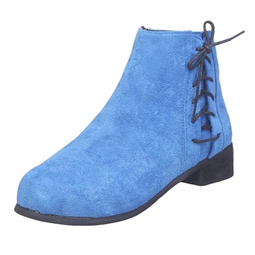 FGUUTYM Damen Kurzstiefel Mit Reißverschluss Stiefeletten Frühling Sommer Kunstleder Halbhohe Ankle Boots Mit Blockabsatz Wildleder Elegante Halbstiefel Schlupfstiefel Sommerstiefel von FGUUTYM