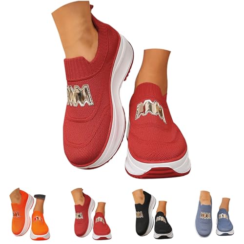 FGUUTYM Damen Laufschuhe Slip on Sneaker Bequeme Outdoor Komfort Walkingschuhe Leichte und Atmungsaktive Orthopädische Schuhe Breathable Leicht Weite H Turnschuhe Memory Schaum Sportschuhe von FGUUTYM