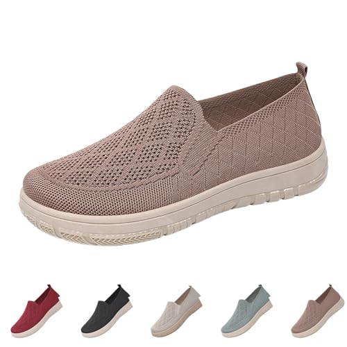 FGUUTYM Damen Mesh Slipper Loafers Slip-On Flache Schuhe Mokassin Ohne Schnürsenkel Outdoorschuhe Casual Komfortsohle Halbschuhe Leichte Freizeitschuhe Wanderschuhe Walkingschuhe Stoffschuhe von FGUUTYM