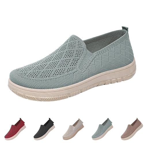 FGUUTYM Damen Mesh Slipper Loafers Slip-On Flache Schuhe Mokassin Ohne Schnürsenkel Outdoorschuhe Casual Komfortsohle Halbschuhe Leichte Freizeitschuhe Wanderschuhe Walkingschuhe Stoffschuhe von FGUUTYM
