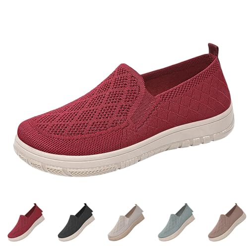FGUUTYM Damen Mesh Slipper Loafers Slip-On Flache Schuhe Mokassin Ohne Schnürsenkel Outdoorschuhe Casual Komfortsohle Halbschuhe Leichte Freizeitschuhe Wanderschuhe Walkingschuhe Stoffschuhe von FGUUTYM