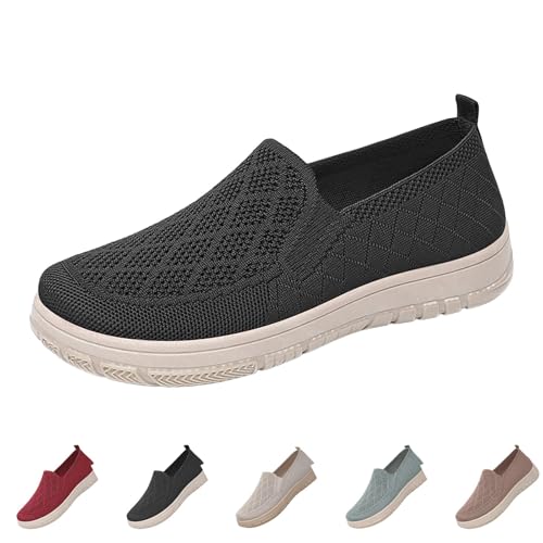 FGUUTYM Damen Mesh Slipper Loafers Slip-On Flache Schuhe Mokassin Ohne Schnürsenkel Outdoorschuhe Casual Komfortsohle Halbschuhe Leichte Freizeitschuhe Wanderschuhe Walkingschuhe Stoffschuhe von FGUUTYM