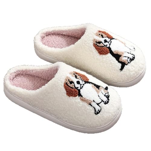 FGUUTYM Damen Plüsch Hausschuhe Lustig Tiere Schuhe Winter Wärme Pantoffeln Weiche Flache Memory Foam Home Rutschfeste Slippers Unisex Warm Hausschlappen Kuschelige Schlappen Filzpantoffeln von FGUUTYM