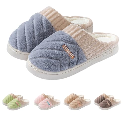 FGUUTYM Damen Plüsch-Hausschuhe Winter Warme Flauschige Filzpantoffeln Weiche Memory Foam Plüschhausschuh Herren Drinnen Liebespaar Slippers rutschfest House Gästehausschuhe Gefütterte Slides von FGUUTYM