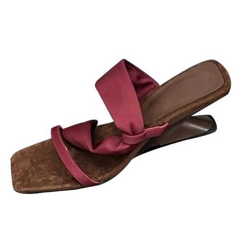 FGUUTYM Damen Sandalen mit Absatz und Riemchen Sommer Hausschuhe Mit Fußbett Bequem Pantolette Offene Zehenpartie Slip On Slipper Sommerschuhe Leichte High Heels Slides Frühling und Sommer von FGUUTYM