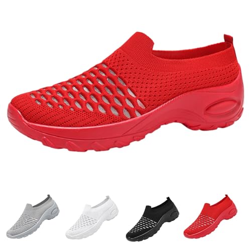 FGUUTYM Damen Slip On Sneaker Memory Foam Laufschuhe Turnschuhe Fitness Gym Sportschuhe Bequeme Orthopädische Schuhe Leicht Vermascht Atmungsaktiv Wanderschuhe Air Cushion Outdoor-Walkingschuhe von FGUUTYM