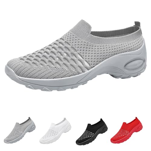 FGUUTYM Damen Slip On Sneaker Memory Foam Laufschuhe Turnschuhe Fitness Gym Sportschuhe Bequeme Orthopädische Schuhe Leicht Vermascht Atmungsaktiv Wanderschuhe Air Cushion Outdoor-Walkingschuhe von FGUUTYM