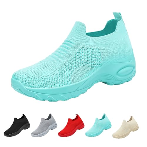 FGUUTYM Damen Slip On Sneaker Memory Foam Laufschuhe Turnschuhe Fitness Gym Sportschuhe Bequeme Orthopädische Schuhe Leicht Vermascht Atmungsaktiv Wanderschuhe Air Cushion Outdoor-Walkingschuhe von FGUUTYM