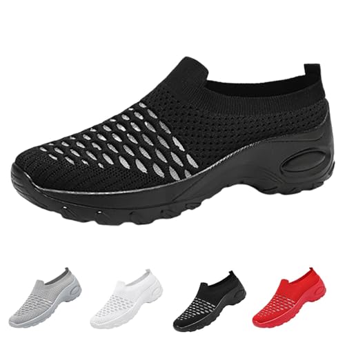 FGUUTYM Damen Slip On Sneaker Memory Foam Laufschuhe Turnschuhe Fitness Gym Sportschuhe Bequeme Orthopädische Schuhe Leicht Vermascht Atmungsaktiv Wanderschuhe Air Cushion Outdoor-Walkingschuhe von FGUUTYM