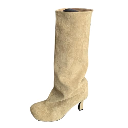 FGUUTYM Damen Stiefel Schuhe Wildleder-Optik Cowboystiefel Mit Kitten Heels Mittelhoher Stiefeletten Retro Renaissance-Schlupfstiefel Schlupfdesign Wadenlang Wasserdicht Übergangsstiefel FGUUTYM Damen Stiefel Schuhe Wildleder-Optik Cowboystiefel Mit Kitten Heels Mittelhoher Stiefeletten Retro Renaissance-Schlupfstiefel Schlupfdesign Wadenlang Wasserdicht Übergangsstiefel von FGUUTYM