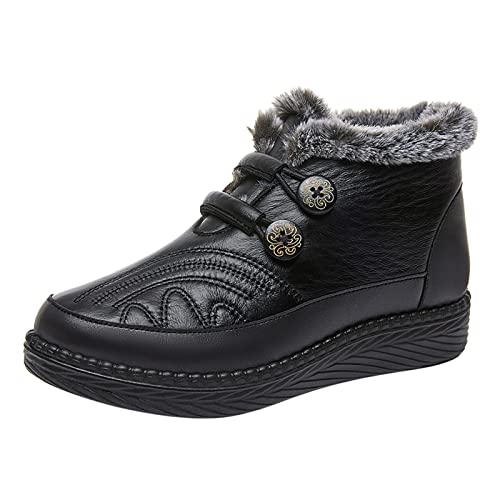 FGUUTYM Damen Stiefeletten Winterstiefel Winter Warme Gefüttert Schlupfstiefel Schneestiefel Bequeme Thermostiefel Baumwollschuhe Outdoor KnöChel Schuhe Rutschfest Plus Samt Ankle Boots von FGUUTYM