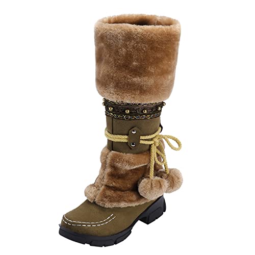 FGUUTYM Damen Winterstiefel Damen Gummistiefel Warme Snow Boots Stiefeln Stiefeletten Damen Warme Winterschuhe Schneestiefel Rutschfest SchlupfstiefelSchnüRboots Damen Mit Bommeln Stiefeletten von FGUUTYM