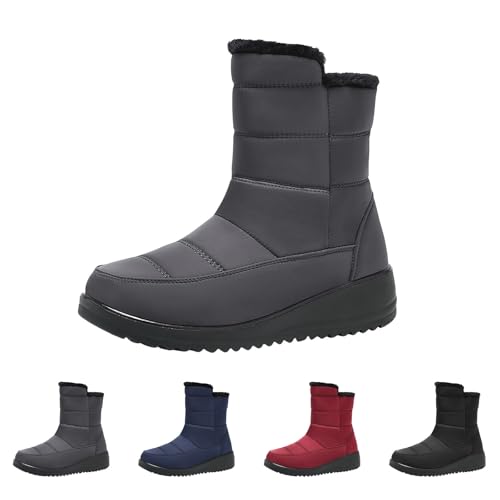 FGUUTYM Damen Winterstiefel - Klassische Gefütterte High Top Winterschuhe Wasserdicht Rutschfest Schneestiefel Thermostiefel Plus Samt Komfort Kurzschaft Stiefel Boots Schuhe Wanderstiefel von FGUUTYM