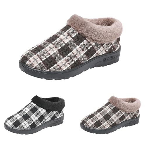 FGUUTYM Damen Winterstiefeletten Plüsch Gefüttert Winter Winterboots Bequem Leicht Weitschaft Stiefeletten Große Größen Winterstiefel Elegant Ergonomie Breite Füße Fußgewölbestütze Schneestiefel von FGUUTYM