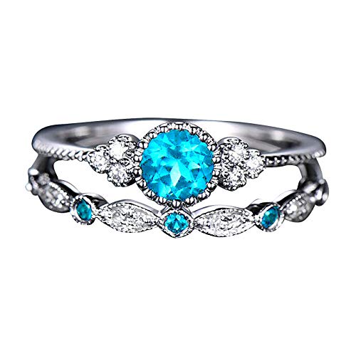 FGUUTYM Einfache Ringe Veret 1 paar Damenmoden Diamanten Ring paar Größe 8 Metall Ringe Kochen (Sky Blue, One Size) von FGUUTYM