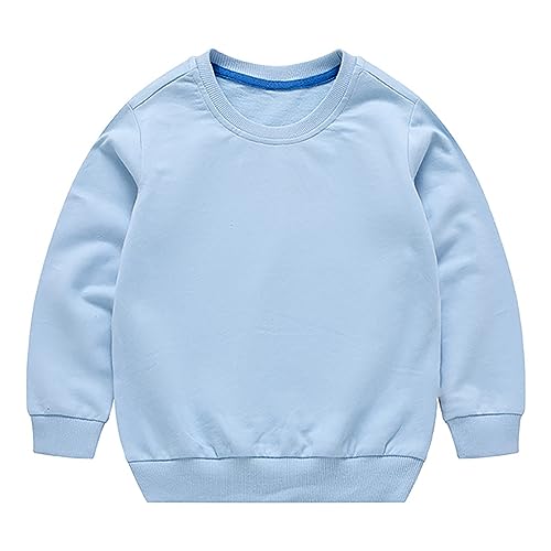 FGUUTYM Einfarbiges Langarm-Pullover mit Rundhalsausschnitt für Neugeborene, und Mädchen Sweatshirt Baby Junge 74 (Light Blue, 6-12 Months) von FGUUTYM