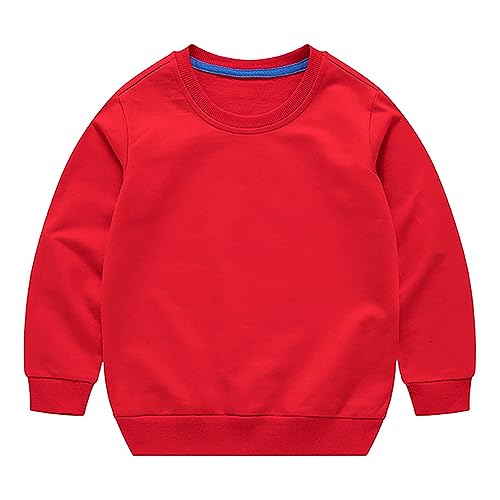 FGUUTYM Einfarbiges Langarm-Pullover mit Rundhalsausschnitt für Neugeborene, und Mädchen Sweatshirt Baby Junge 74 (Red, 18-24 Months) von FGUUTYM