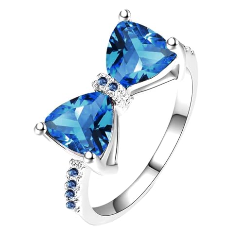 FGUUTYM Elegant Women's Bow Knot Large Zircon Ring Exquisite And Shining Jewelry Fashionable Jewelry Suitable For All Occasions Perfectly Showing Women's Elegant Temperament Magnetschmuck (Blue, B) von FGUUTYM
