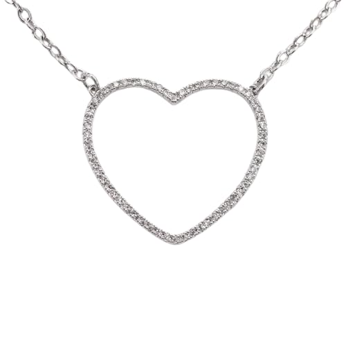 FGUUTYM Elegant and Silver Heart Shaped Pendant Necklace with for Women Featuring A Delicate Sweater Chain and Clavicle Chain Design Pärchen Halskette (Silver, One Size) von FGUUTYM
