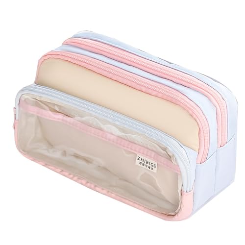 FGUUTYM Federmäppchen mit großer Kapazität, Japanisches Schreibwarenetui, für und Mädchen, doppelt einfarbig, multifunktional, für Mittelschüler, Federmäppchen (Z2-Pink, One Size) von FGUUTYM
